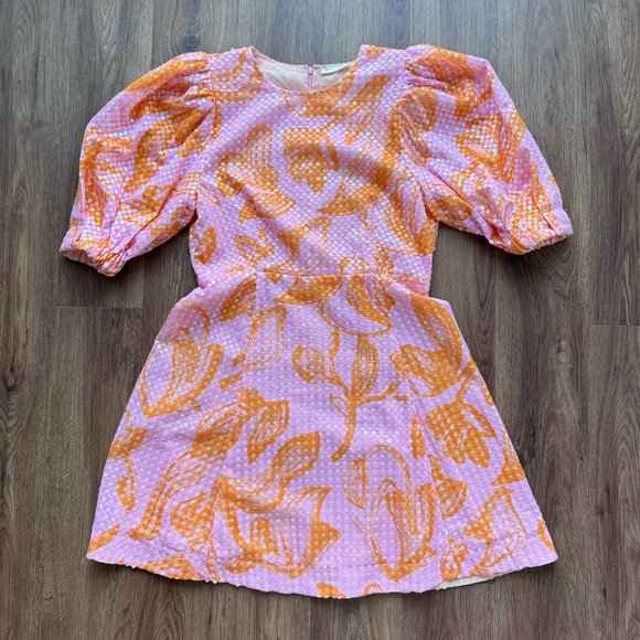 Stine Goya Celina Stroke Sequin Ini Dress Floral Print L - Picture 8 of 15